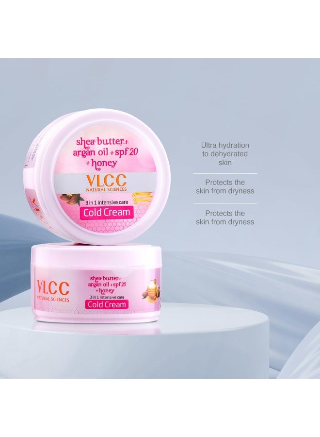 VLCC 3 In 1 Intense Care Cold Cream (200G, Shea Butter, Argan Oil, Honey And Niacinamide Cold Cream For Dry Skin, Spf 20 Face Cream For Winters, Minimizes Pores And Moisturizes) - Image 3